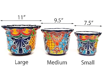 メキシコ陶器　脚付き平鉢 植木鉢 おしゃれ 陶器鉢 アンティークラインポット YS0584-200 7